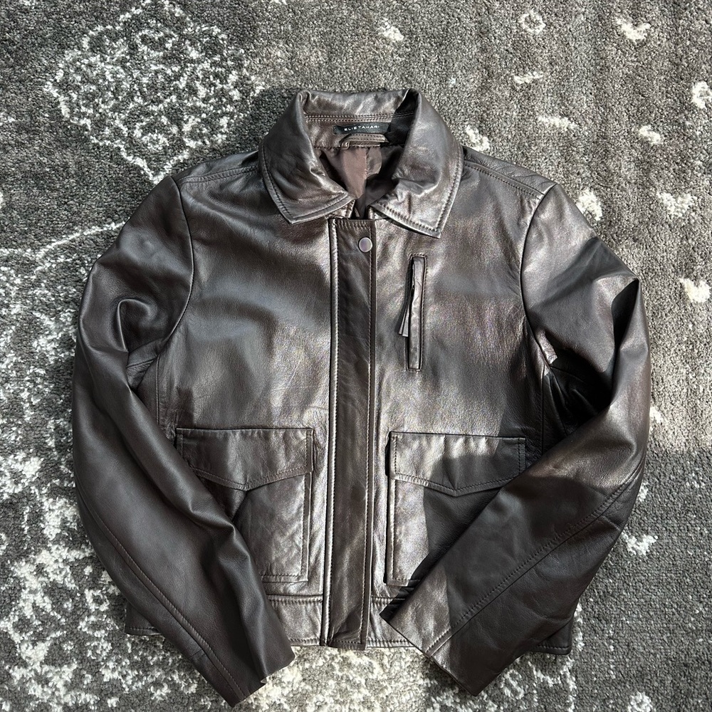 Elie Tahari Brown Leather Jacket
